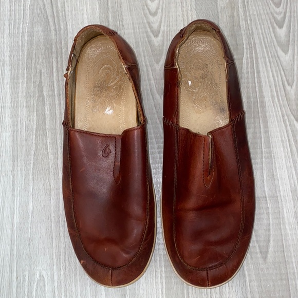 Olukai Kama'aina Brown Leather Slip On Loafers - Picture 1 of 3